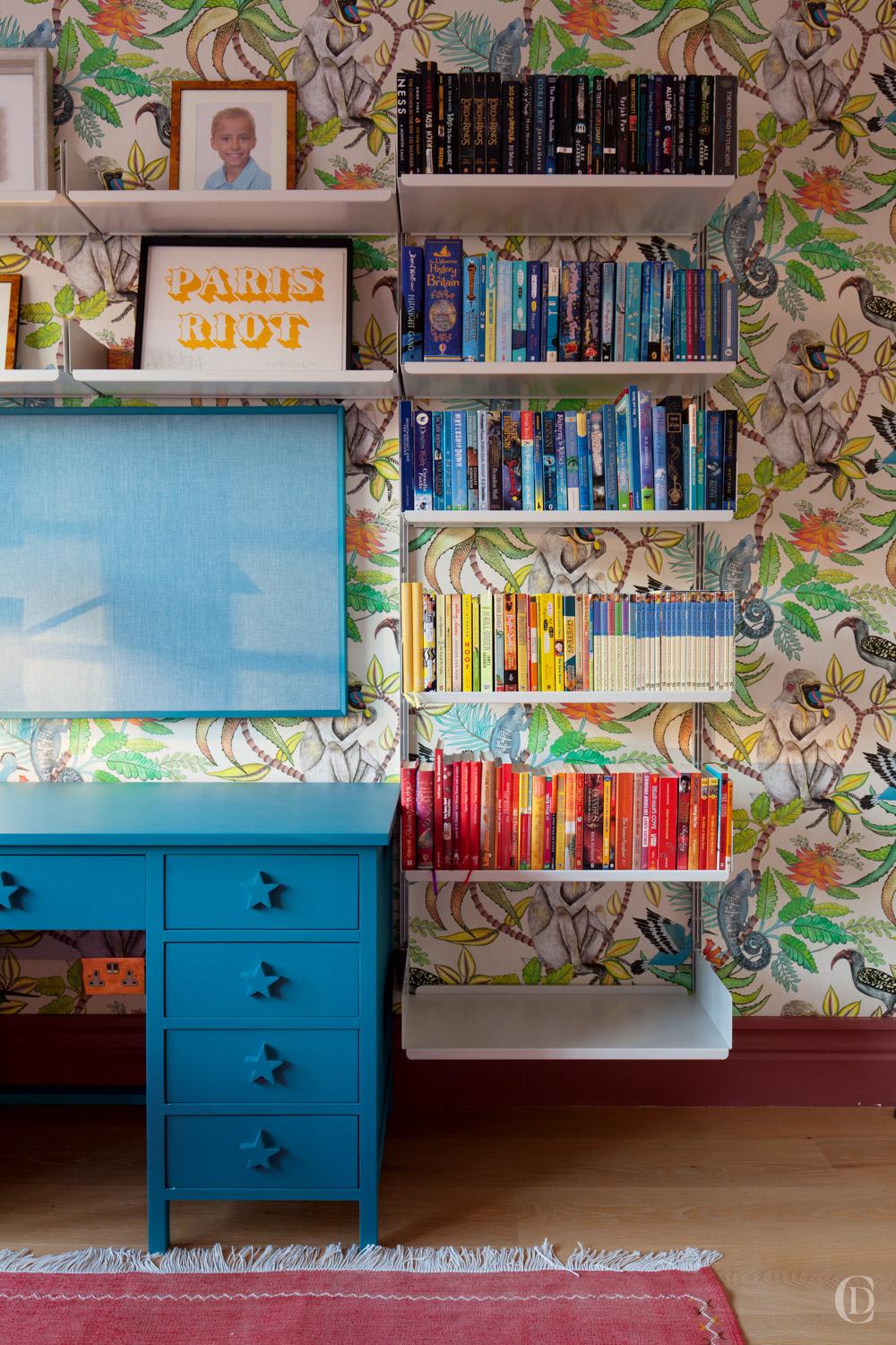 Growing Up | Bracknell | Child room Childrens Bedroom Design | Desk Shelving | Claudia Interiors