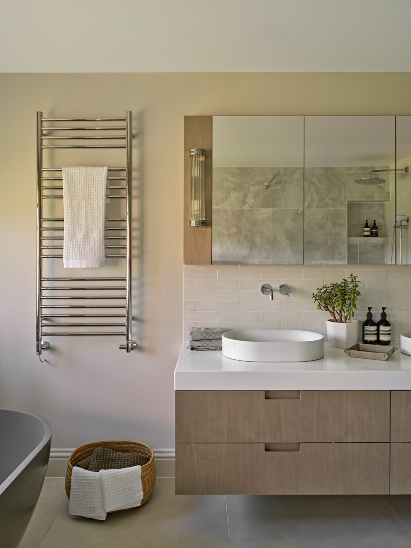 Modern country house  - traditional architecture meets contemporary interiors Modern country house master bathroom quiet serene luxury